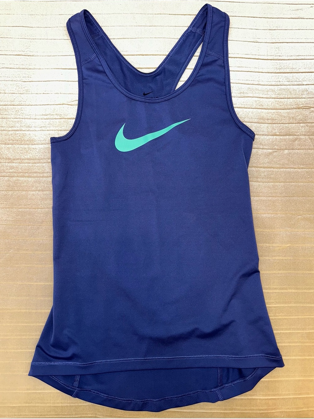 Nike Pro Women’s Dark Blue Dri-Fit Tank with Teal Swoosh